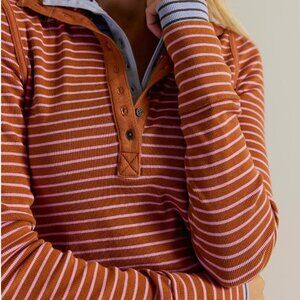 Worn once Free People We The Free XL Cinnamon Combo Lake Stripe Henley